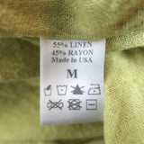 Black Crane Pleated Cocoon Maxi Dress Lemon Linen-Blend Size Medium