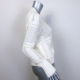 ME+EM Lace Knit Cardigan White Cotton Size Small V-Neck Sweater