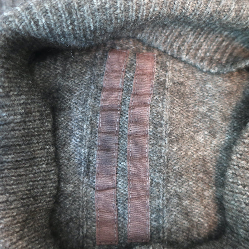 Rick Owens Mock Neck Sweater Dark Taupe Marled Knit Size Small