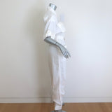 Zimmermann Super Eight Short Sleeve Belted Jumpsuit White Linen Size 2