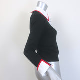 Alice + Olivia Porla Collared Sweater Black Stretch Wool Size Medium