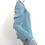 Rachel Comey Ruffled Cutout Blouse Blue Silk Size 6 Long Sleeve Top