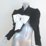 Alice + Olivia Addison Bow Collar Cropped Jacket Black/White Size Small