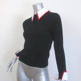 Alice + Olivia Porla Collared Sweater Black Stretch Wool Size Medium