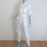 Zimmermann Super Eight Short Sleeve Belted Jumpsuit White Linen Size 2