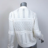 ME+EM Lace Knit Cardigan White Cotton Size Small V-Neck Sweater