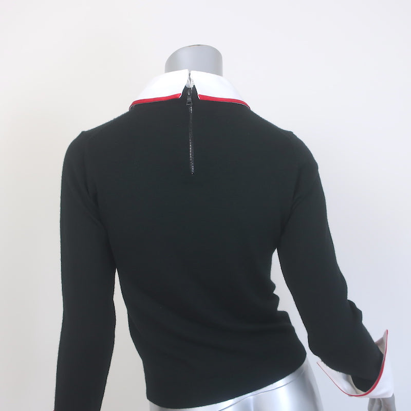 Alice + Olivia Porla Collared Sweater Black Stretch Wool Size Medium