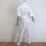 Zimmermann Super Eight Short Sleeve Belted Jumpsuit White Linen Size 2