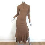 Stella McCartney Turtleneck Refined Ribs Sweater Dress Camel Wool-Silk Size 38
