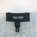 ME+EM Lace Knit Cardigan White Cotton Size Small V-Neck Sweater