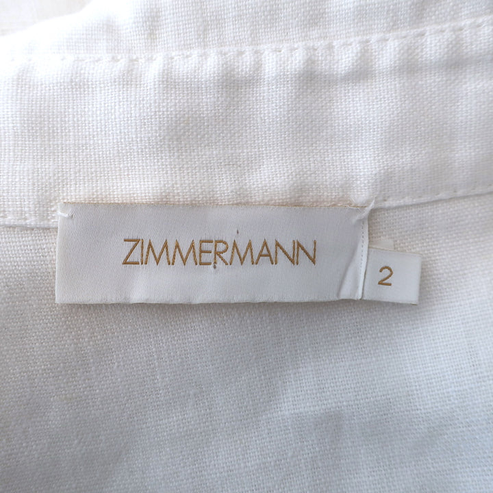 Zimmermann Super Eight Short Sleeve Belted Jumpsuit White Linen Size 2