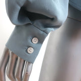 Rachel Comey Ruffled Cutout Blouse Blue Silk Size 6 Long Sleeve Top