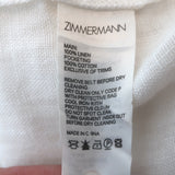 Zimmermann Super Eight Short Sleeve Belted Jumpsuit White Linen Size 2