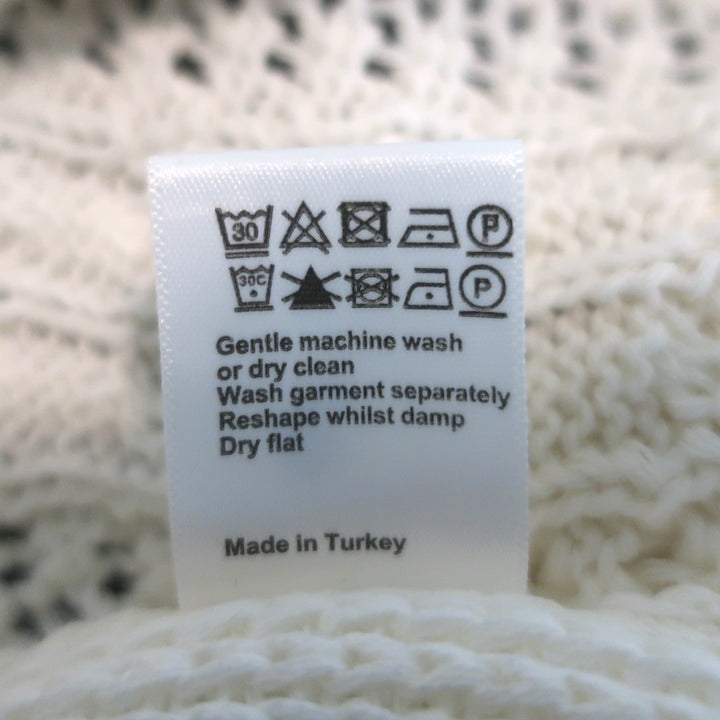 ME+EM Lace Knit Cardigan White Cotton Size Small V-Neck Sweater