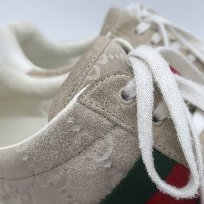 Gucci Ace Web GG Suede Low Top Sneakers Oatmeal Size 37