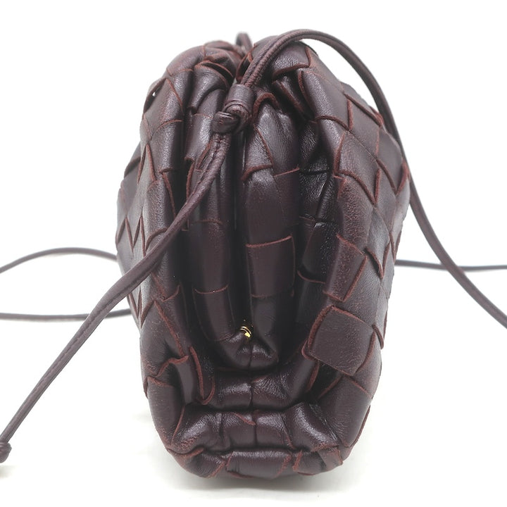 Bottega Veneta The Pouch Mini Intrecciato Leather Crossbody Bag Bordeaux