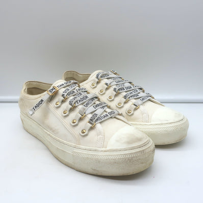 Christian Dior Walk'n'Dior Low Top Sneakers Cream Cotton Canvas Size 39