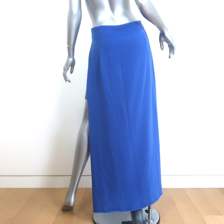 Jacquemus La Jupe Peron Foldover Knit Midi Skirt Blue Wool-Cashmere Size 42