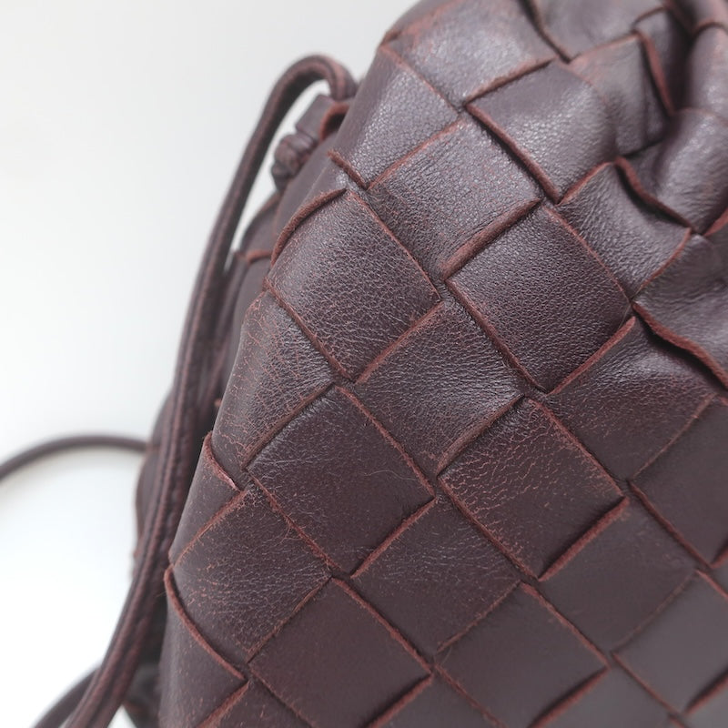 Bottega Veneta The Pouch Mini Intrecciato Leather Crossbody Bag Bordeaux