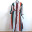 Apiece Apart Kimono Shirt Dress Multi Striped Linen-Silk Size 4 Long Sleeve Midi