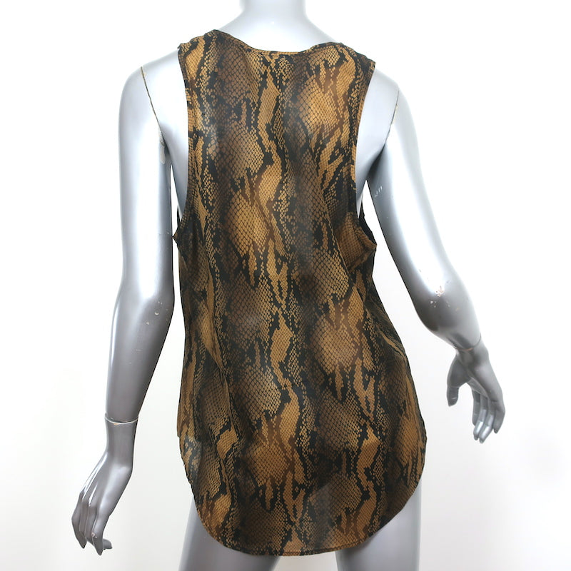 Current/Elliott Bermuda Tank Top Brown Snakeskin Print Cotton-Silk Size 3 NEW