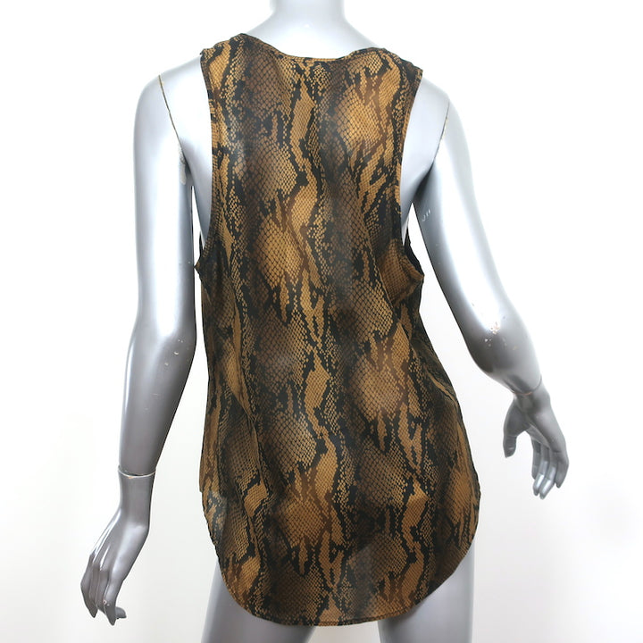 Current/Elliott Bermuda Tank Top Brown Snakeskin Print Cotton-Silk Size 3 NEW