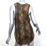 Current/Elliott Bermuda Tank Top Brown Snakeskin Print Cotton-Silk Size 3 NEW