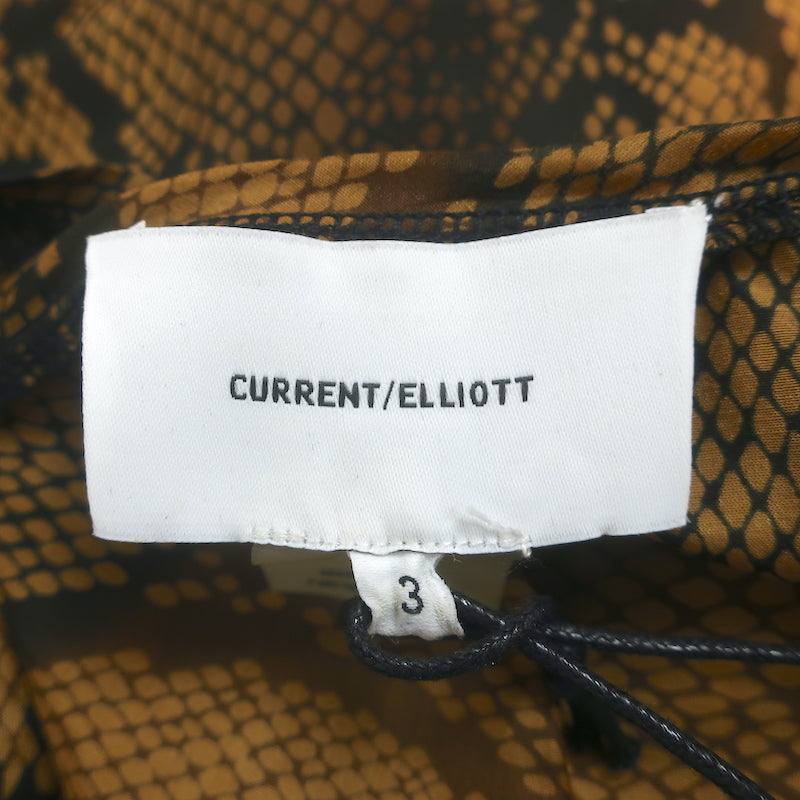Current/Elliott Bermuda Tank Top Brown Snakeskin Print Cotton-Silk Size 3 NEW