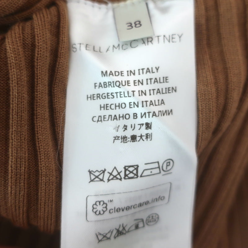 Stella McCartney Turtleneck Refined Ribs Sweater Dress Camel Wool-Silk Size 38