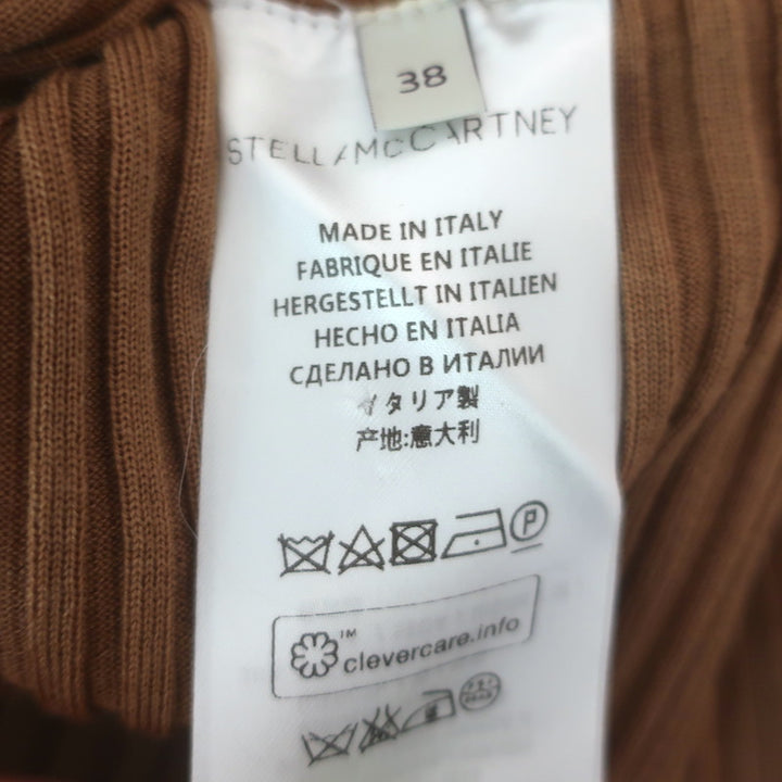 Stella McCartney Turtleneck Refined Ribs Sweater Dress Camel Wool-Silk Size 38