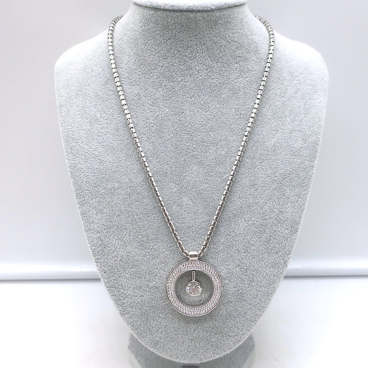 Roberto Coin Cento Large O Pendant Necklace 18K White Gold Pave Diamond