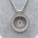 Roberto Coin Cento Large O Pendant Necklace 18K White Gold Pave Diamond