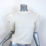 FRAME Ruched Sleeve Cashmere Sweater Cream Size Small