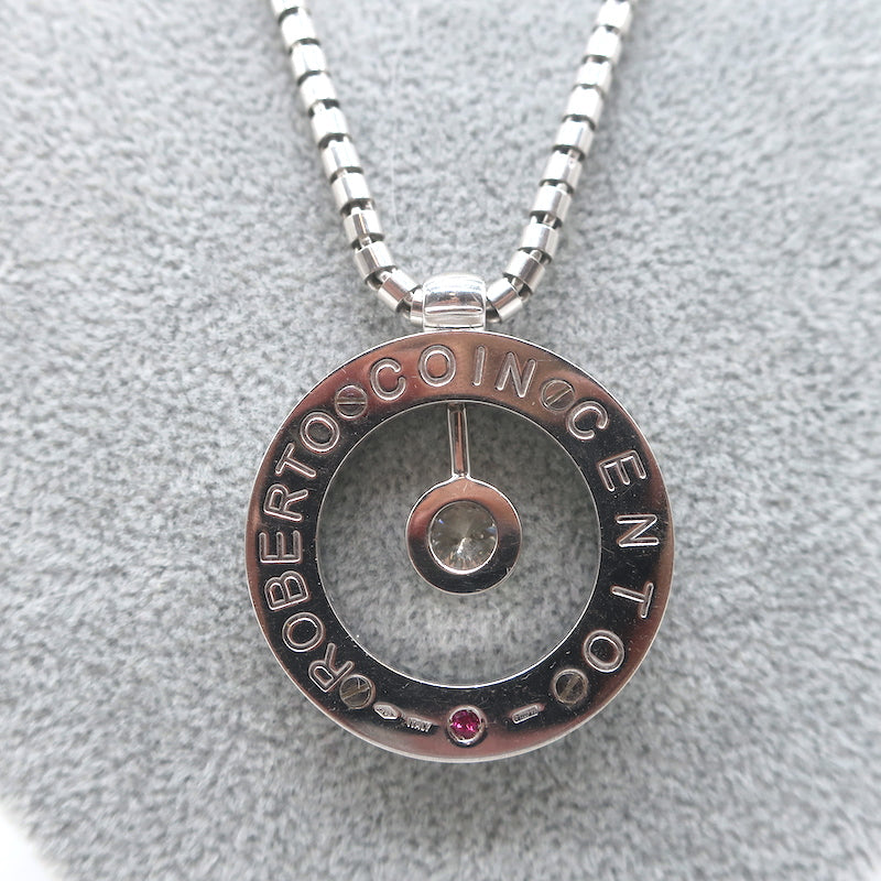 Roberto Coin Cento Large O Pendant Necklace 18K White Gold Pave Diamond