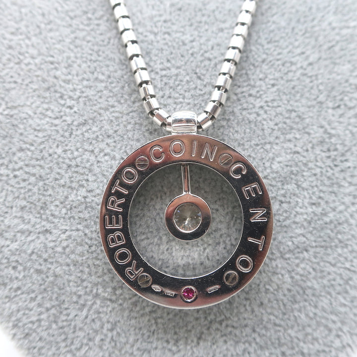 Roberto Coin Cento Large O Pendant Necklace 18K White Gold Pave Diamond