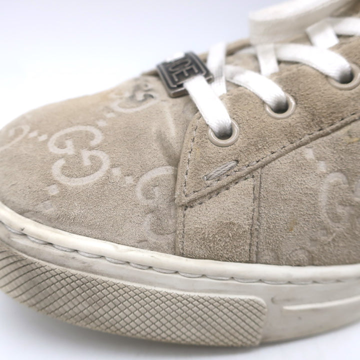 Gucci Ace Web GG Suede Low Top Sneakers Oatmeal Size 37