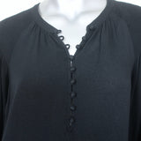 Joie Blouse Addalla Black Smocked Crepe Size Large Blouson Sleeve Top NEW