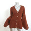 Khaite Lucy Cardigan Rust Brown Stretch Cashmere Size Small V-Neck Sweater