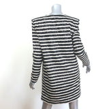 Balmain Sequined Striped Long Sleeve Mini Dress Black/Cream Size 40 NEW