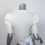 FRAME Ruched Sleeve Cashmere Sweater Cream Size Small