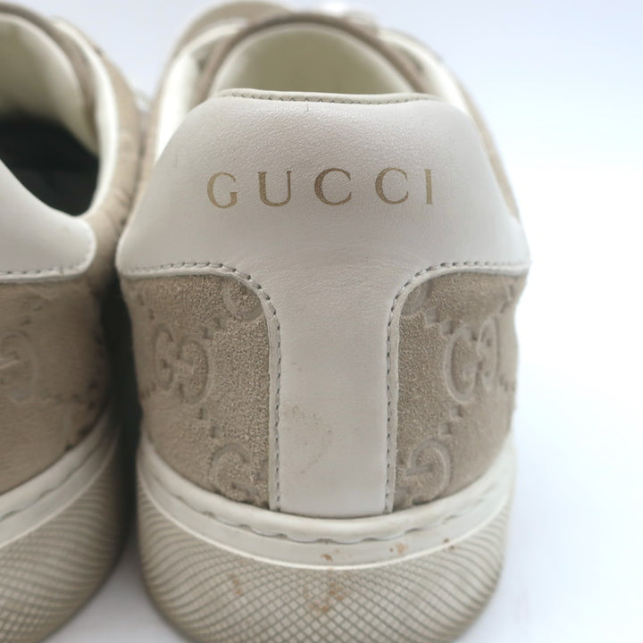 Gucci Ace Web GG Suede Low Top Sneakers Oatmeal Size 37