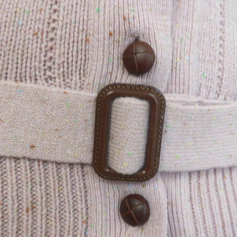 Gucci Belted Sweater Vest Rose Pink Speckled Wool Size Small