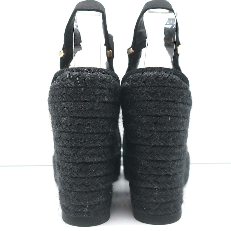 Castaner Crisscross Platform Espadrille Wedge Sandals Black Size 38