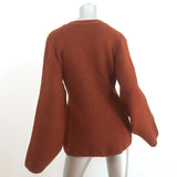 Khaite Lucy Cardigan Rust Brown Stretch Cashmere Size Small V-Neck Sweater