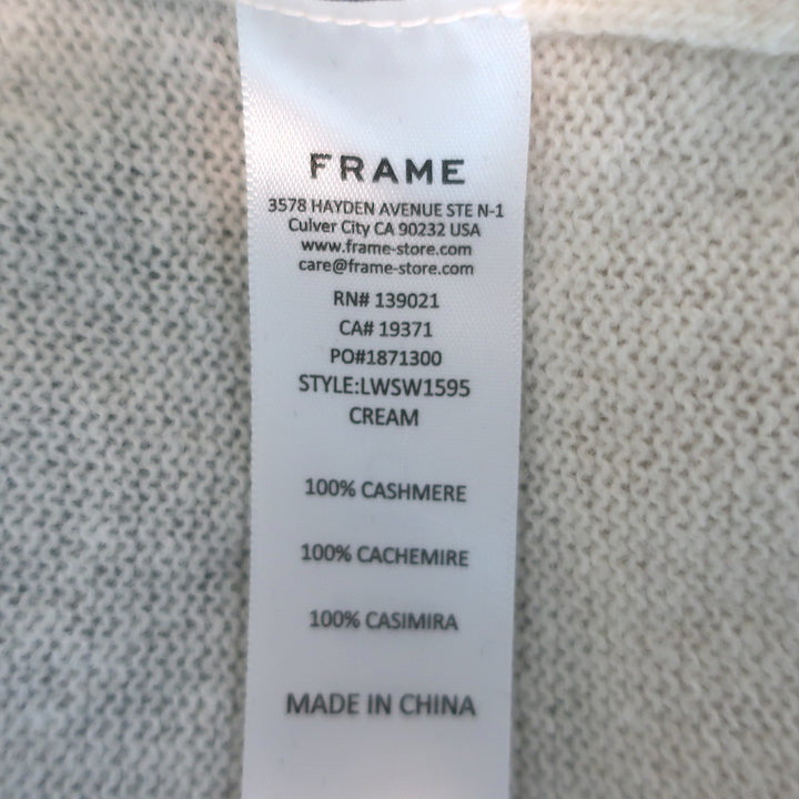 FRAME Ruched Sleeve Cashmere Sweater Cream Size Small