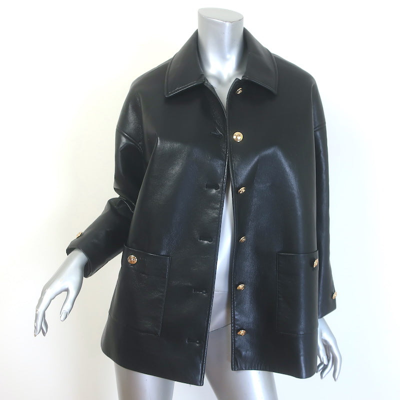 ANINE BING Luca Oversized Leather Jacket Black Size Extra Small