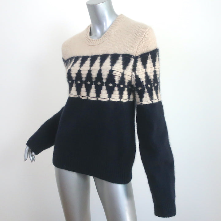 Khaite Romme Cashmere Argyle Sweater Navy/Beige Size Small