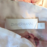 Zimmermann Rosa Striped Belted Tiered Midi Dress Cream Floral Print Size 0