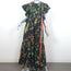 Cynthia Rowley Nairobi Kaftan Maxi Dress Black Botanical Print Cotton Size Large