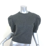 FRAME Ruched Sleeve Cashmere Sweater Dark Heather Gray Size Small
